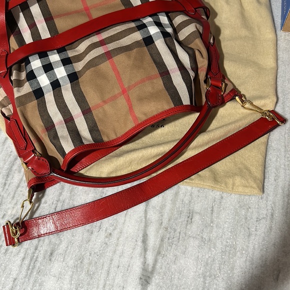 🥂Burberry Bridle House-Check Canvas Gosford Hobo Bag - Picture 9 of 17